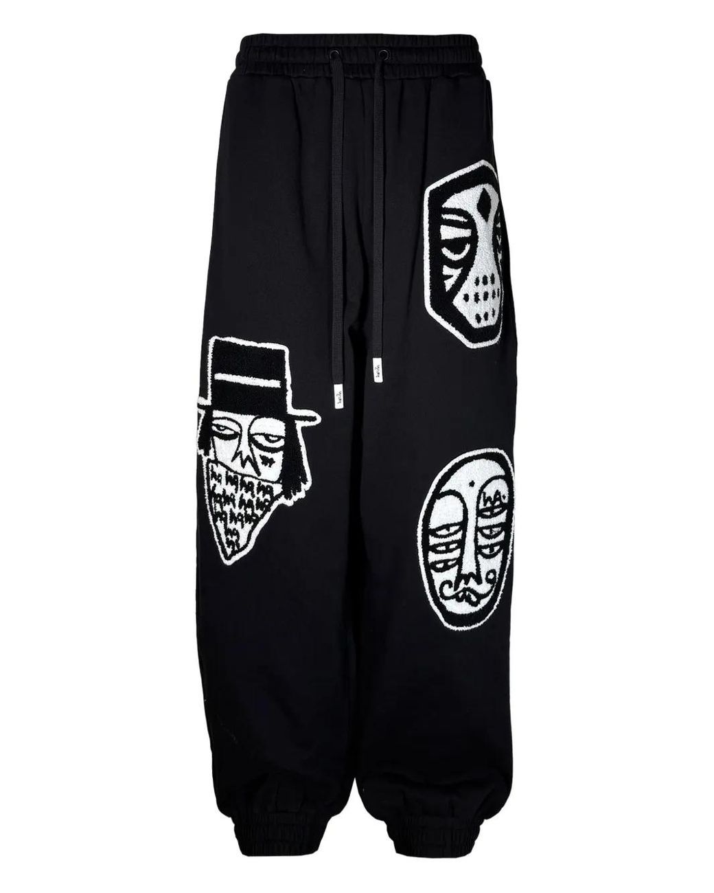 Haculla Black Parachute Appliqué Track Pants for men