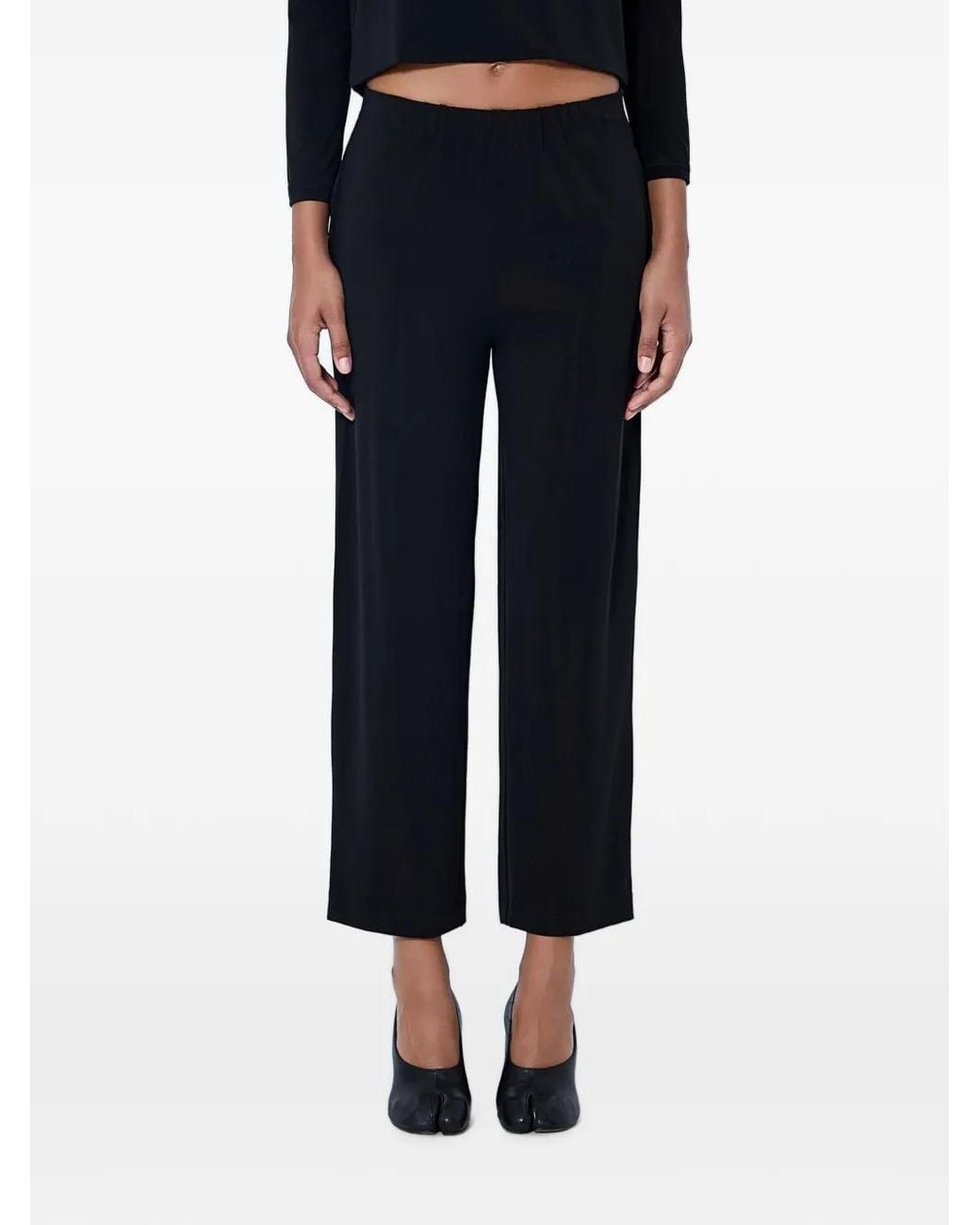 Issey Miyake Blue Elasticated-Waist Straight-Leg Trousers