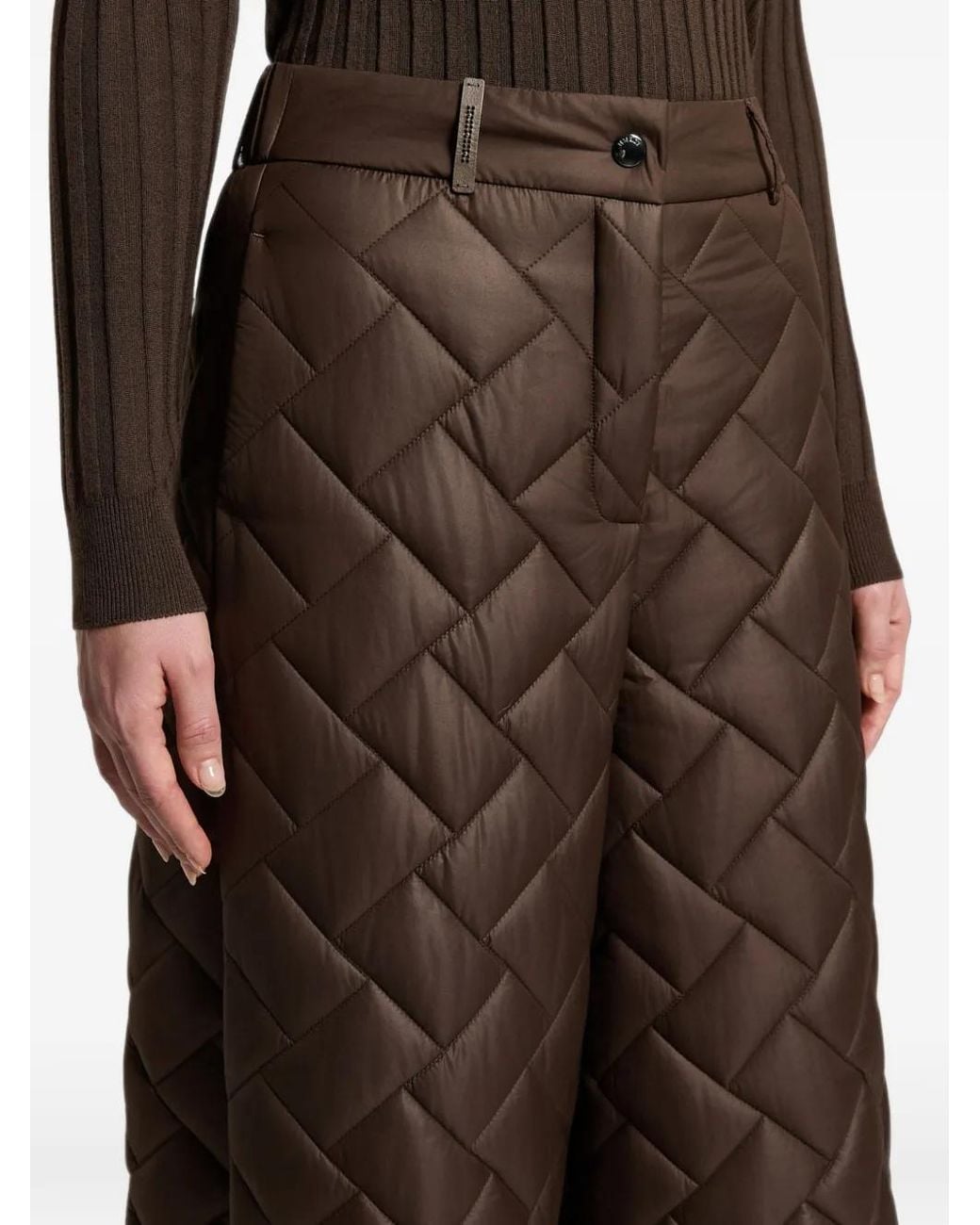 Peserico Brown Quilted Drawstring Trousers