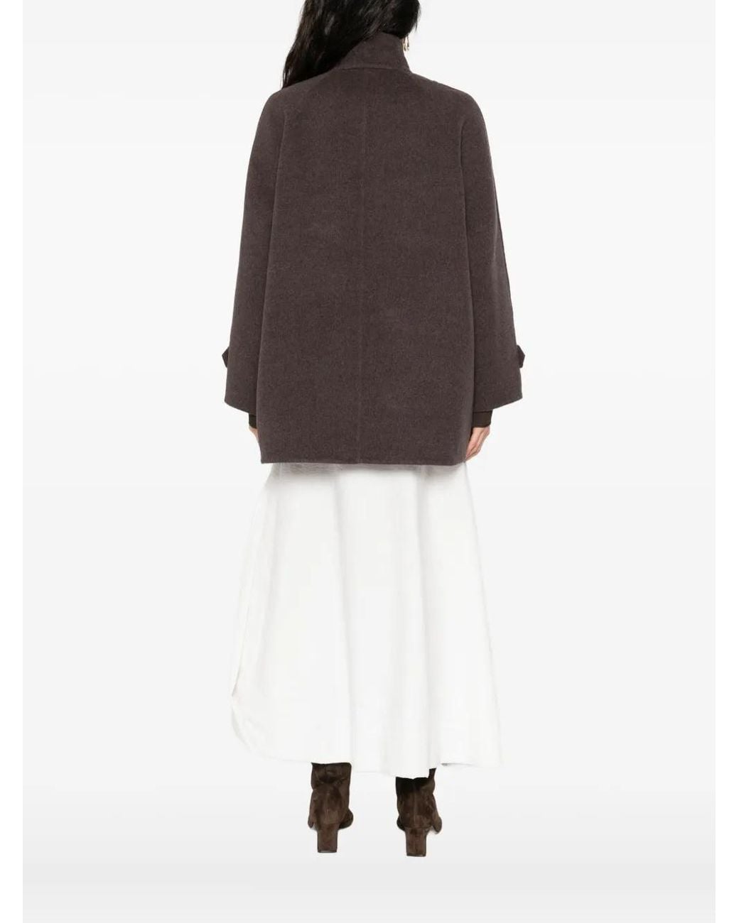 Brunello Cucinelli Brown Double-Breasted Buttoned Coat