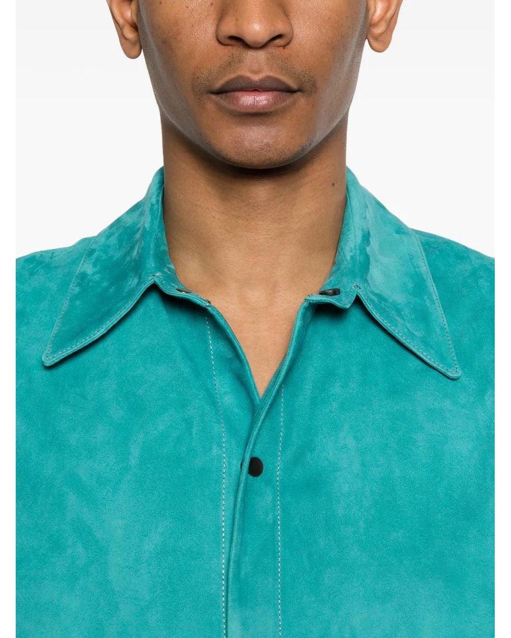Salvatore Santoro Blue Button-Up Short-Sleeve Overshirt for men