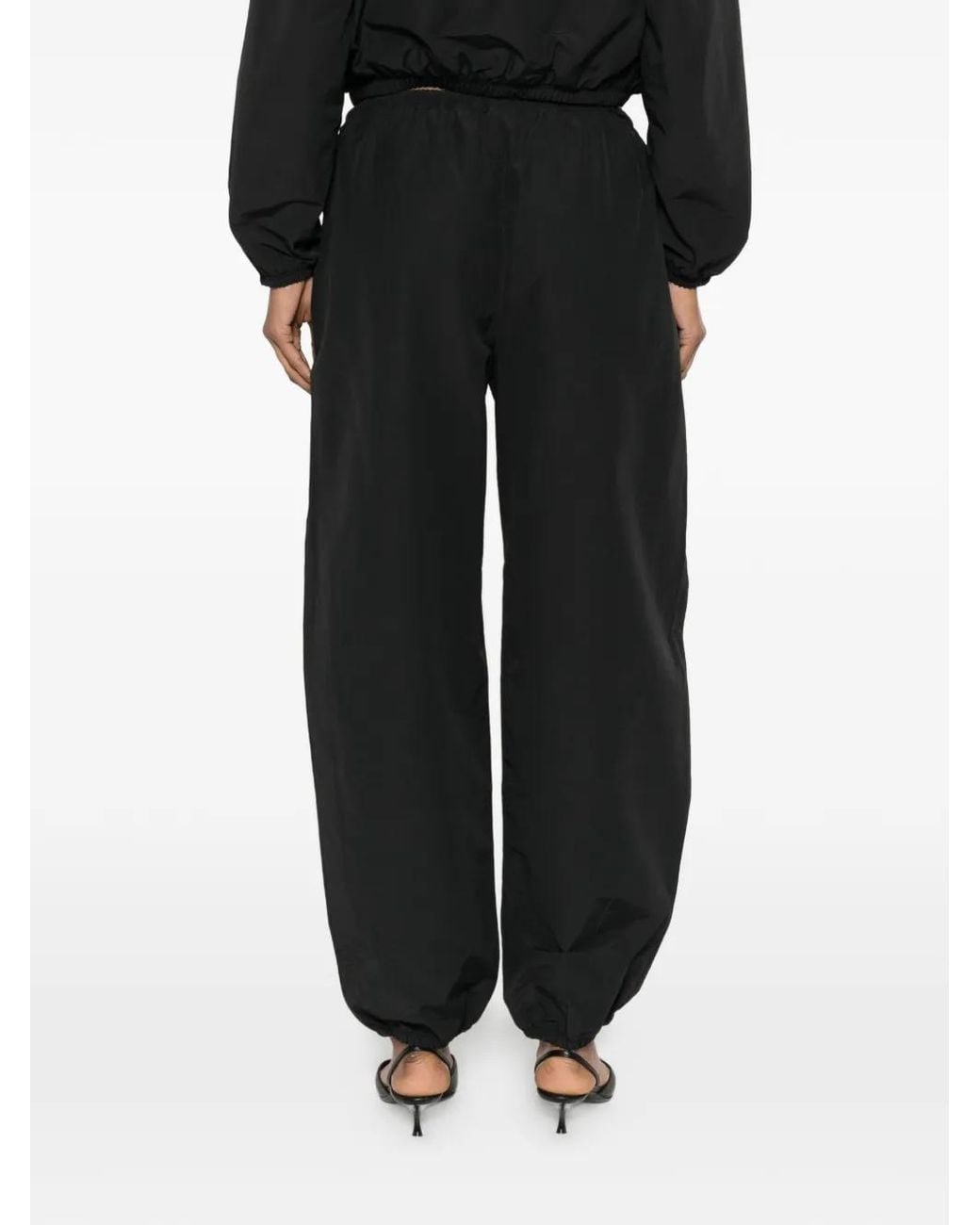 Alexander Wang Black Crystal Drawcord Mid-Rise Trackpants