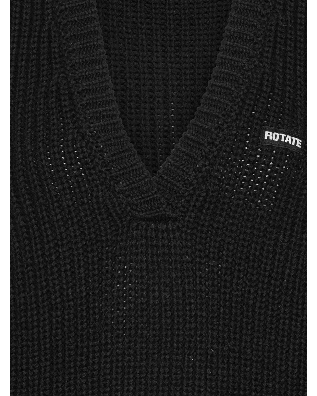 ROTATE BIRGER CHRISTENSEN Black V-Neck Knitted Vest
