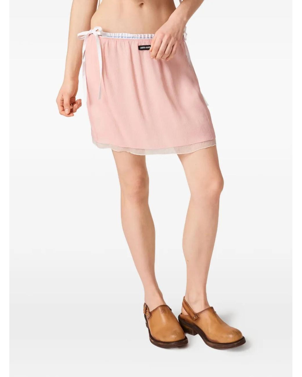Miu Miu Pink Minijupe En Mousseline