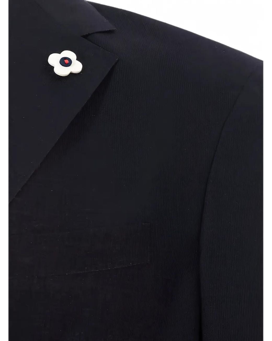 Lardini Blue Flower-Pin Notch-Lapels Suit Jacket for men