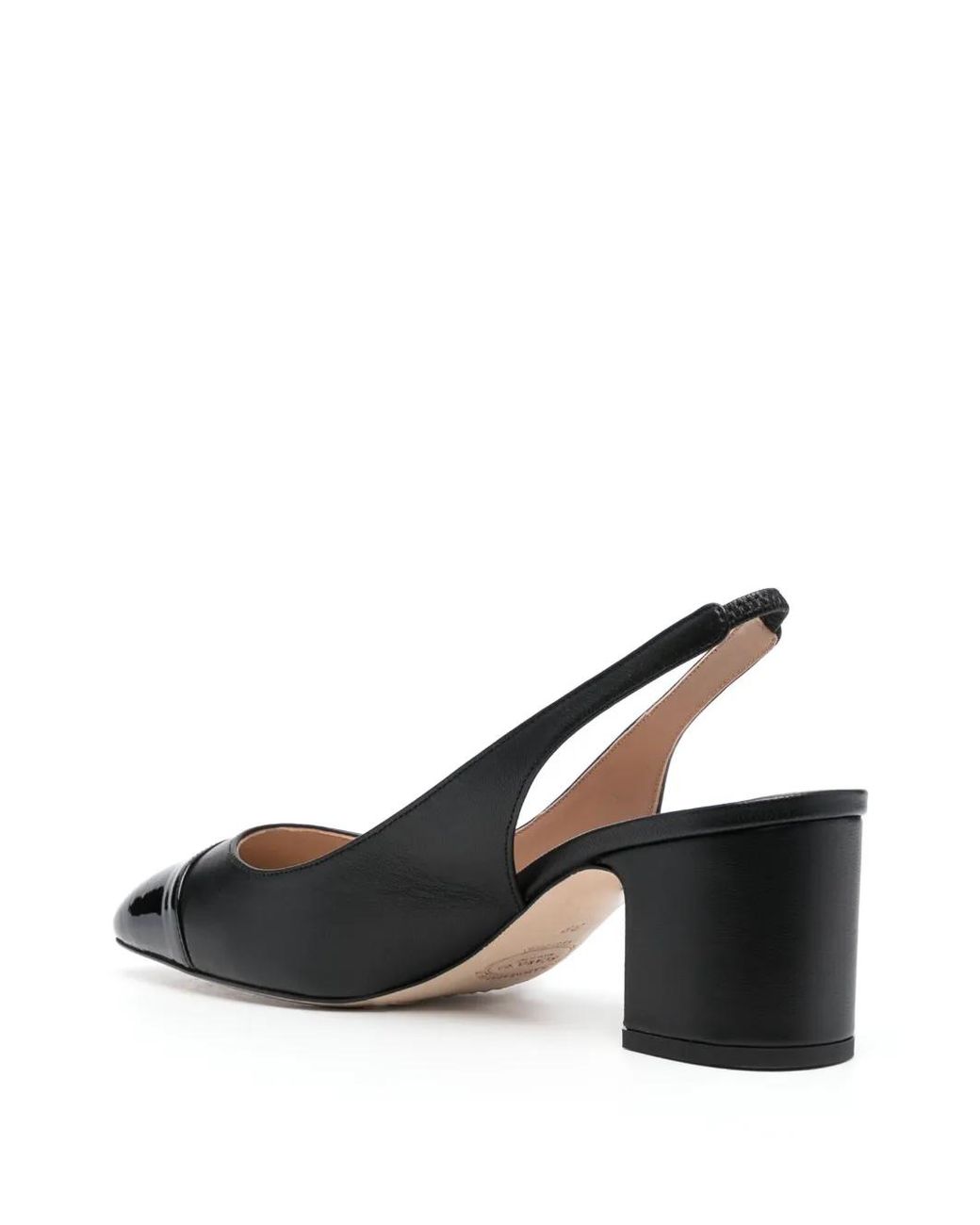 Scarosso Black 65Mm Leather Slingback Pumps