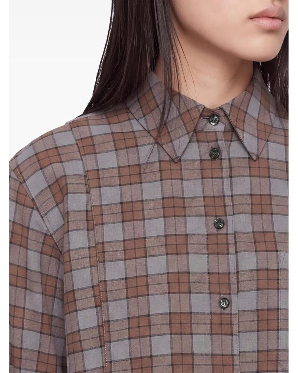 SRVC Studio Gray Rhea Check Flannel Shirt