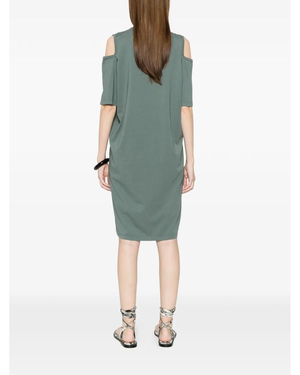 Deha Green V-Neck Cold-Shoulder Mini Dress