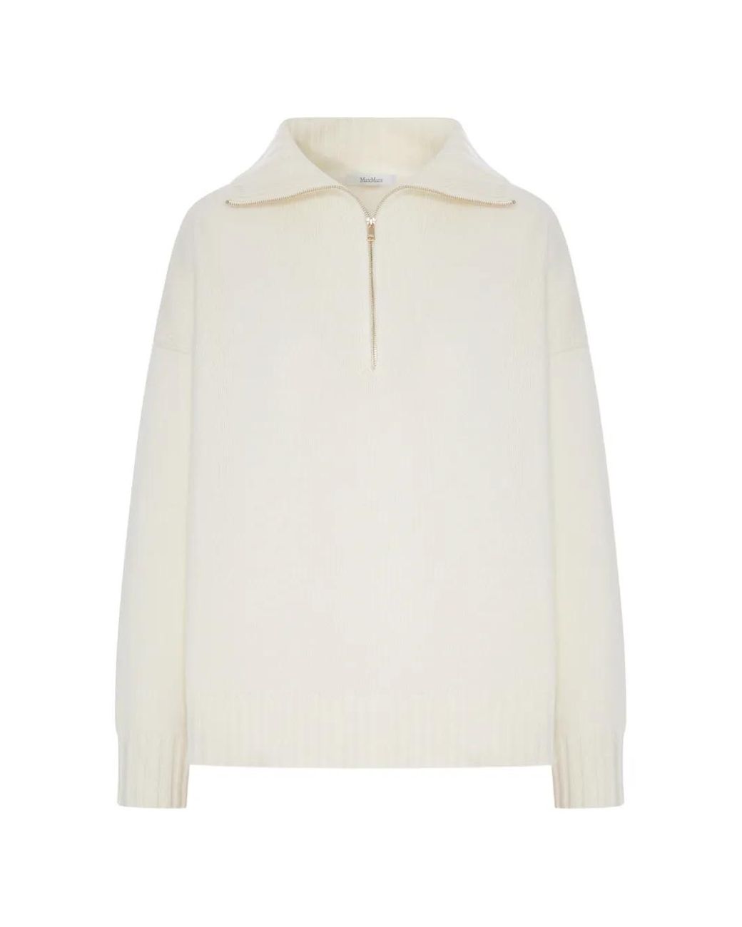 Max Mara White Pull À Col Zippé