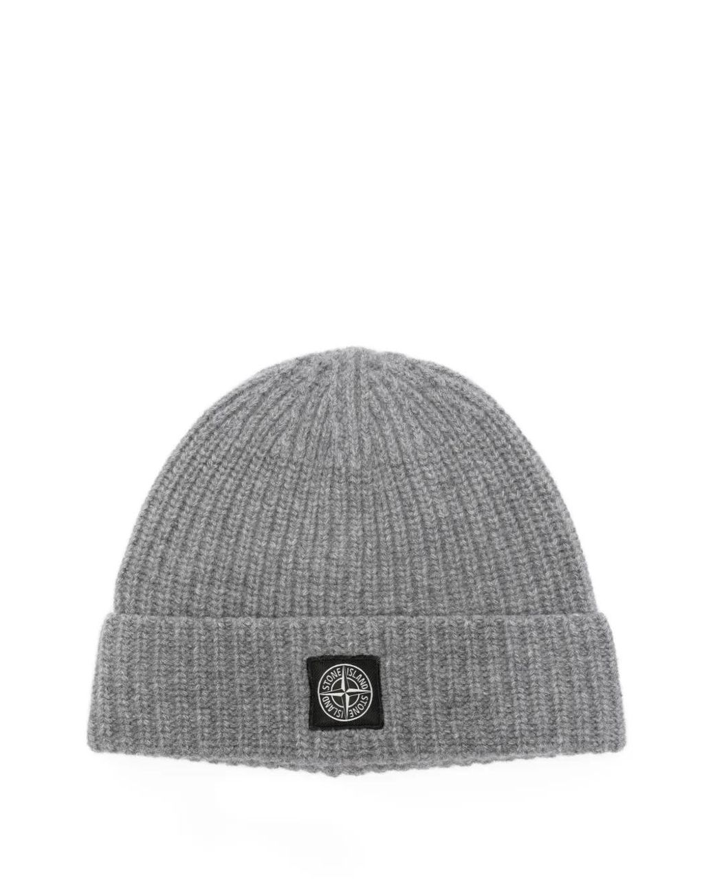 Stone Island Gerippte Beanie Mit Logo-Patch in Gray für Herren