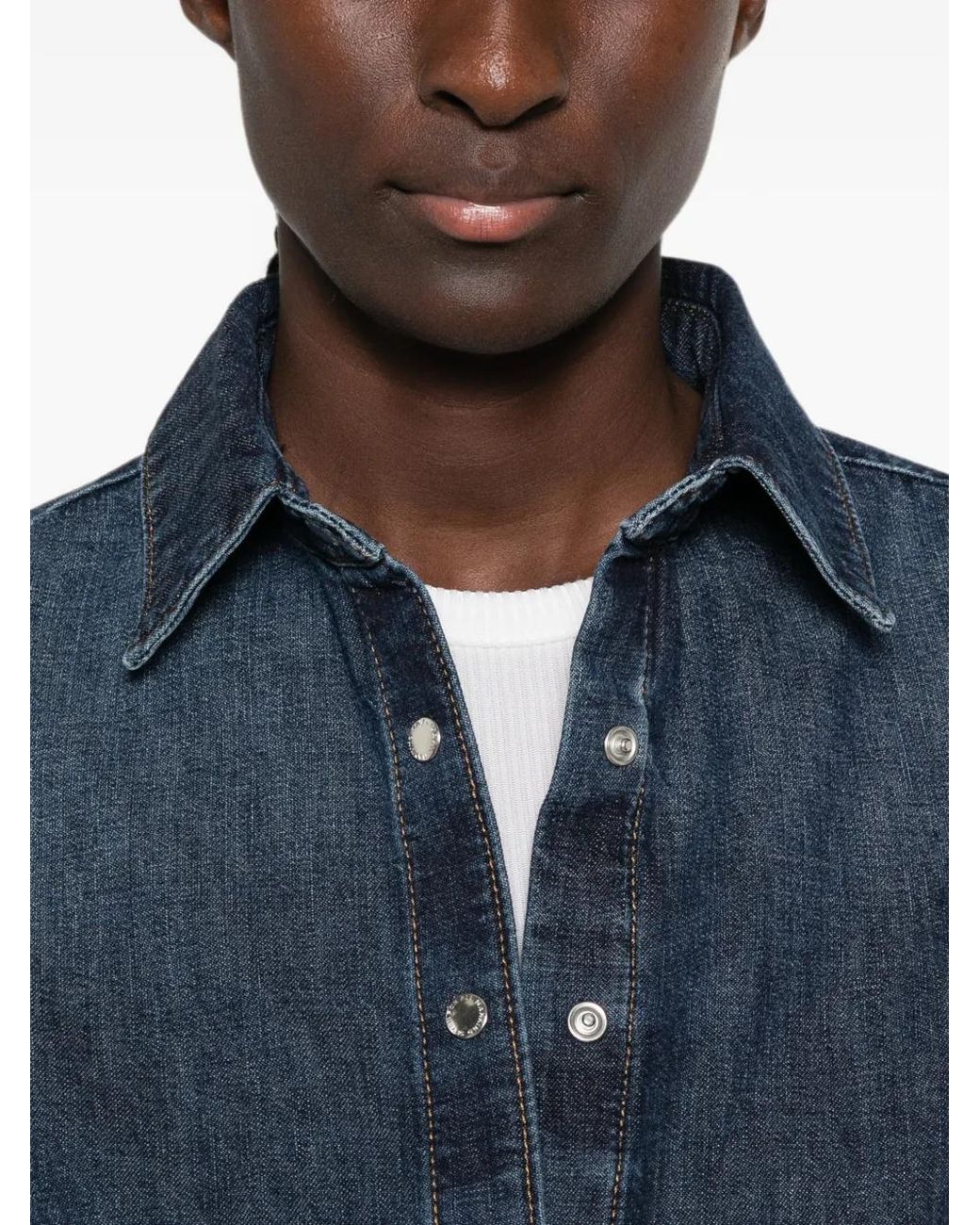 7 For All Mankind Blue Chemise En Jean