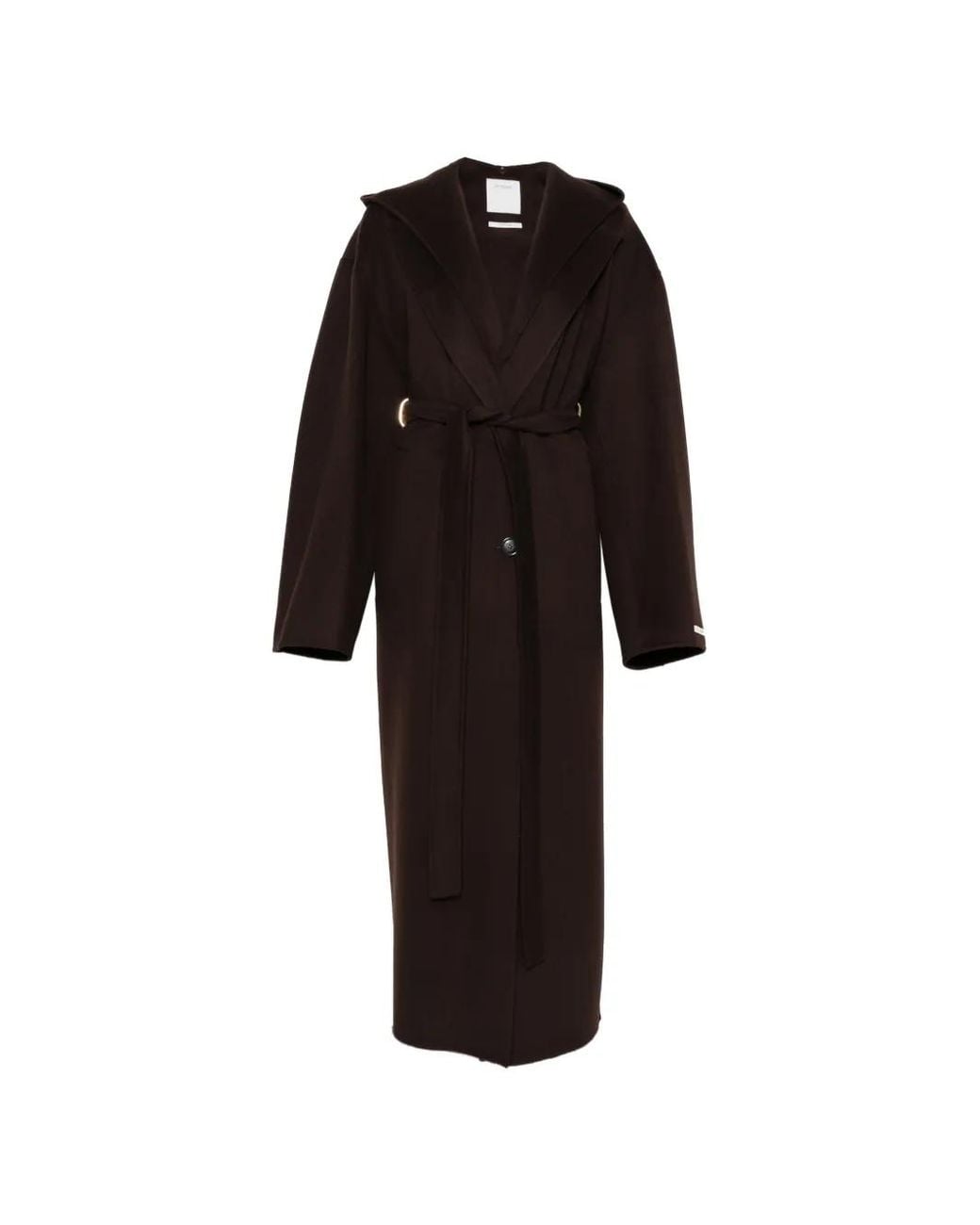 Sportmax Black Hooded Belted Coat
