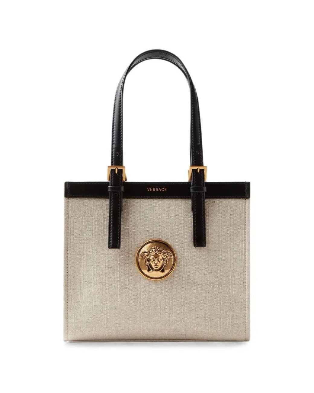 Versace Natural Cabas En Toile Rivière Mini