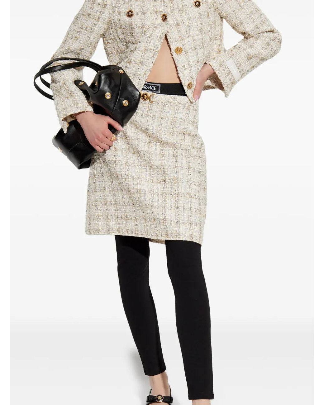 Versace Leren Legging in het Black