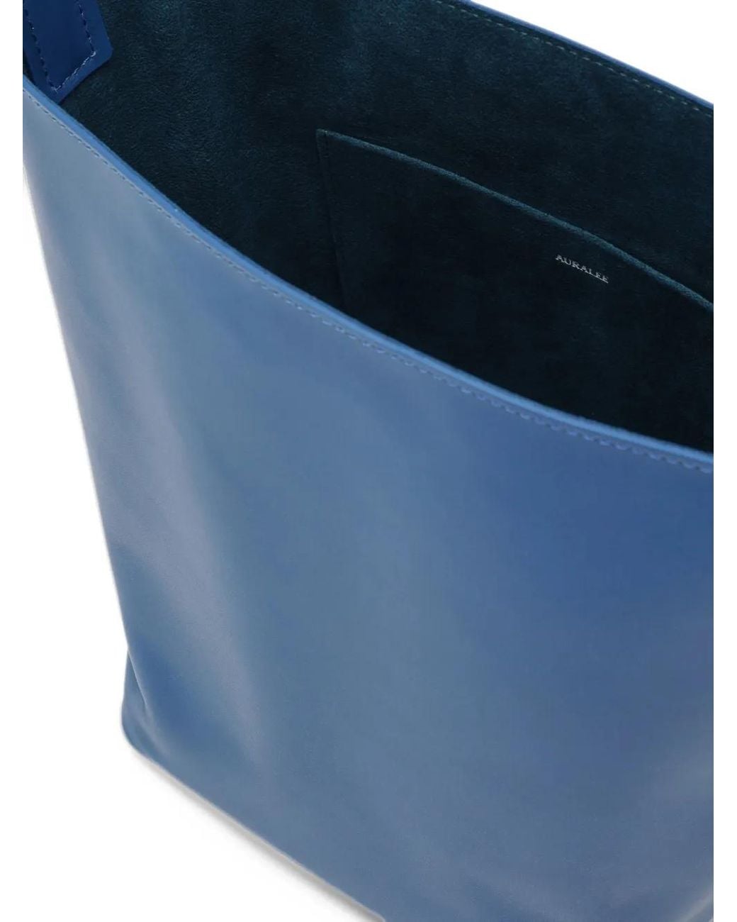 Auralee Blue Small Leather Tote Bag