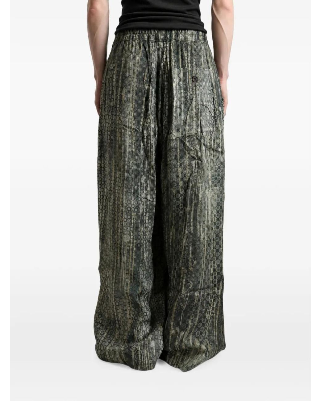 Ziggy Chen Gray Patterned Drawstring Trousers for men