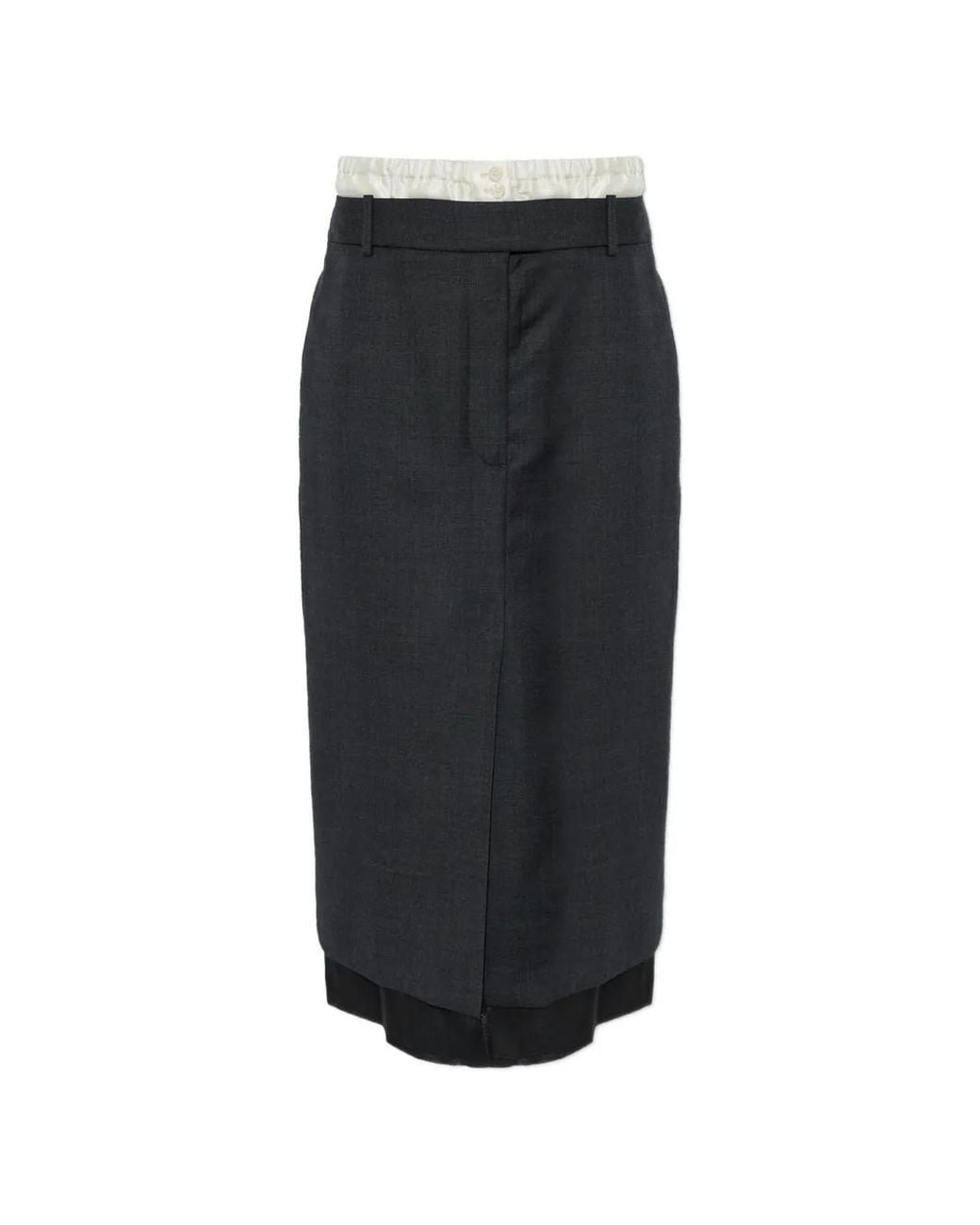 Rohe Gelaagde Midi-Rok Met Split in het Black