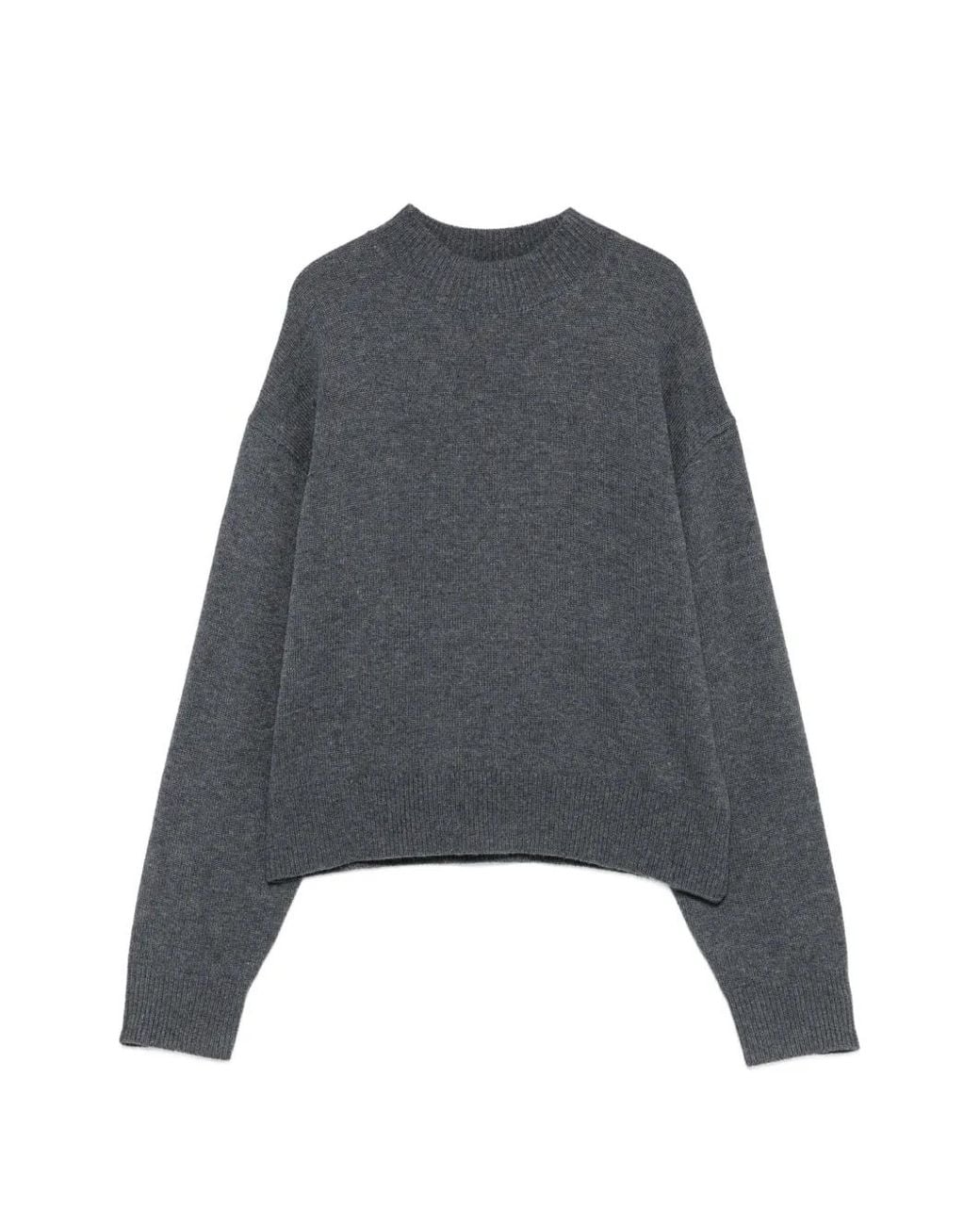 Pinko Gray High-Neck Dropped-Shoulder Sweater