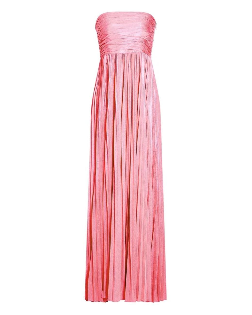 retroféte Pink Sevyn Pleated Strapless Gown