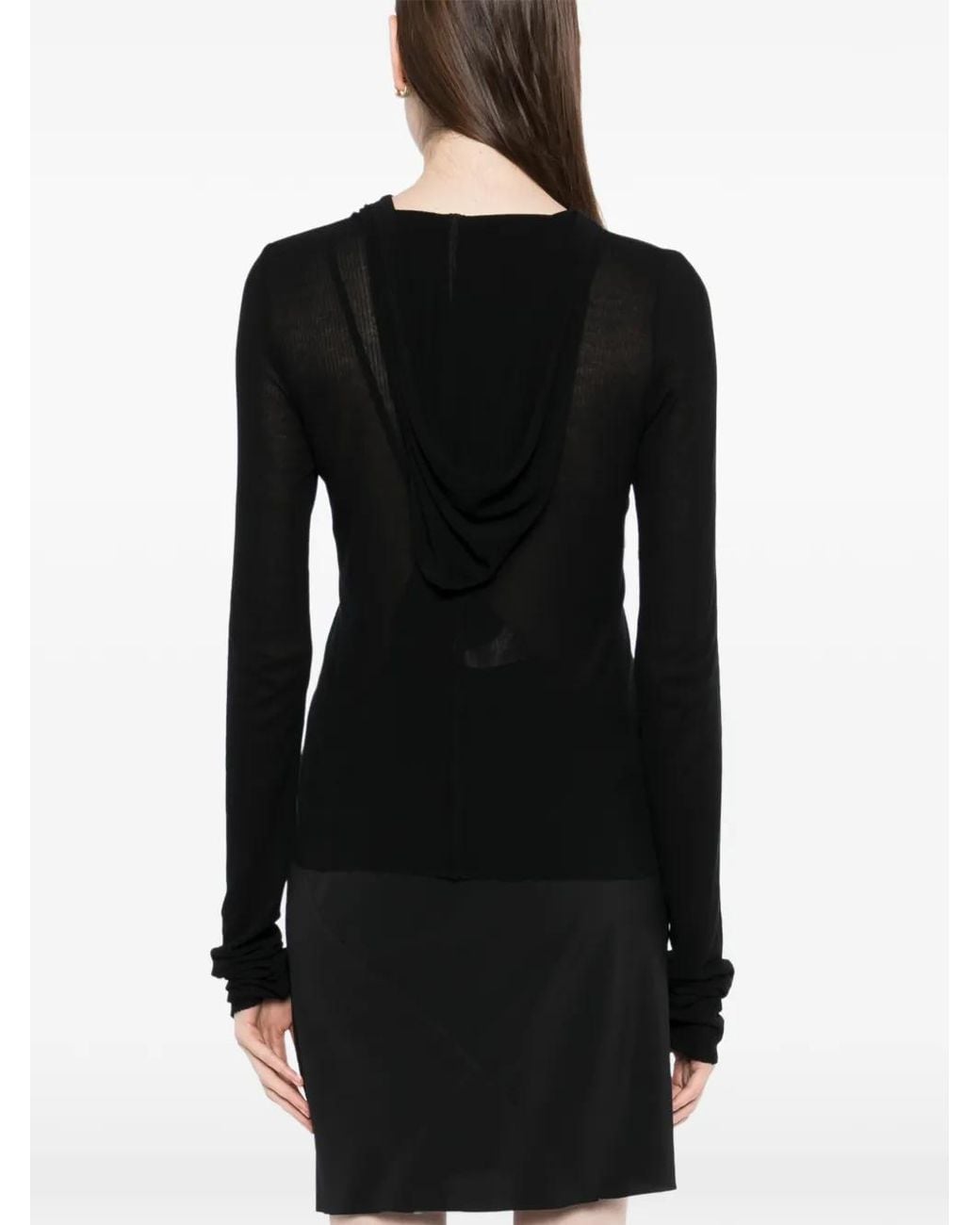 Rick Owens Black Cropped Hoodie