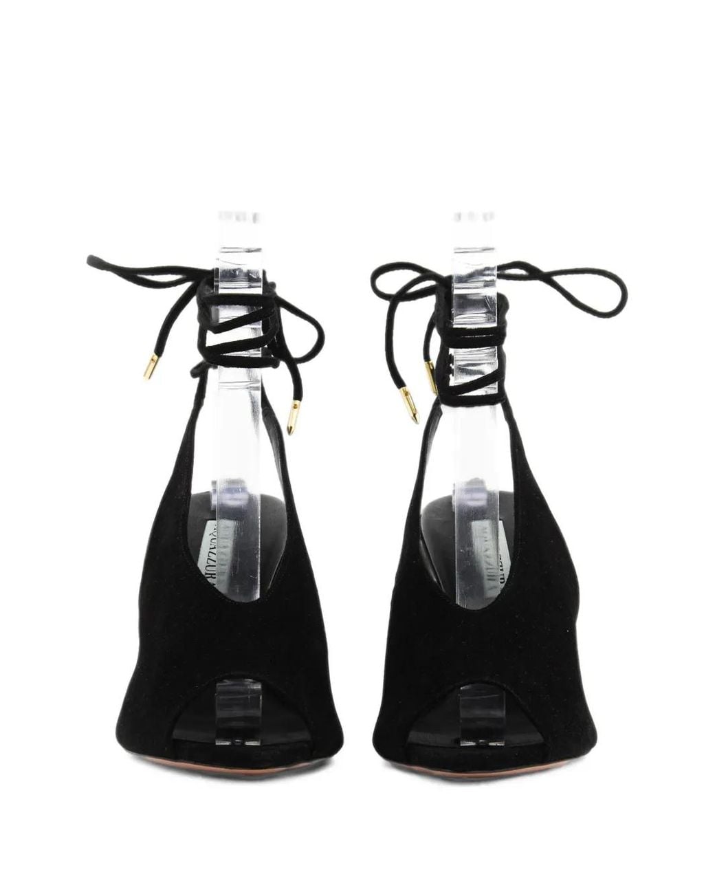 Aquazzura Black Lais Lace-Up Suede Sandals