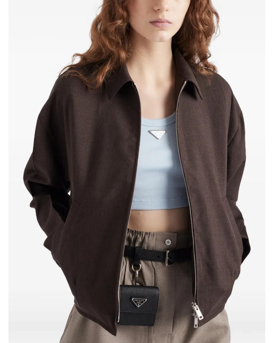 Prada Ribgebreide Cropped Top in het Blue