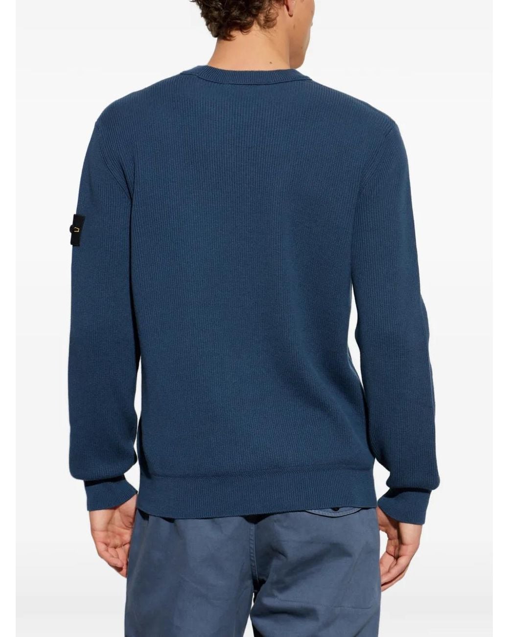 Stone Island Blue 5100154 Ribbed Soft Organic Cotton Sweater for men