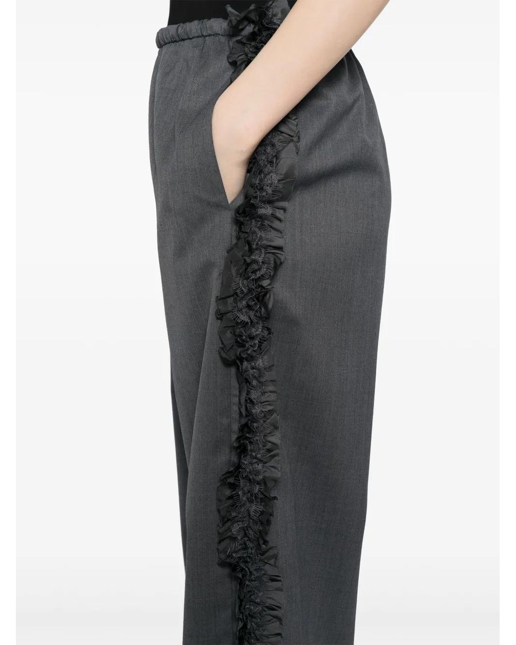 JNBY Gray Side-Detailed Straight Trousers