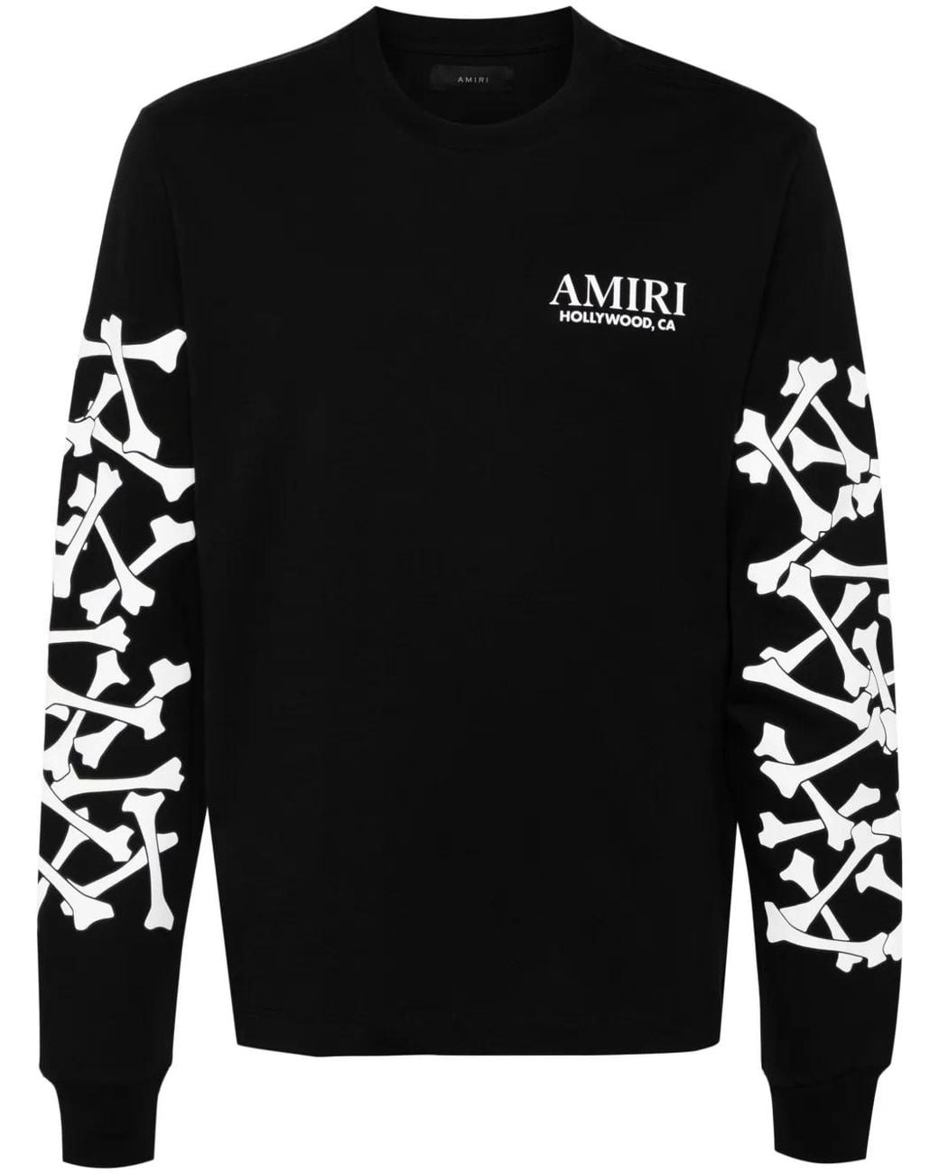Amiri Black Stacked Bones Long-Sleeve T-Shirt for men