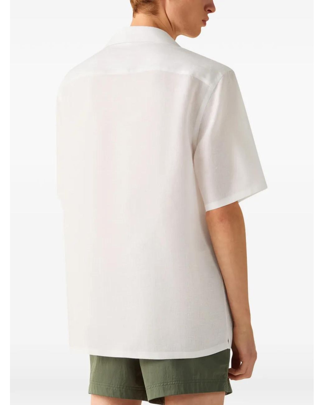 Zegna White Pocket Short Sleeve Shirt for men