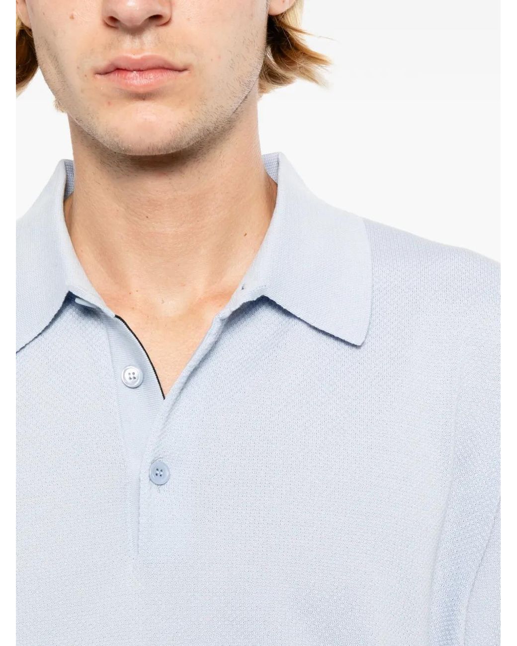 Brioni Blue Sea Island Piqué Cotton Polo Shirt for men
