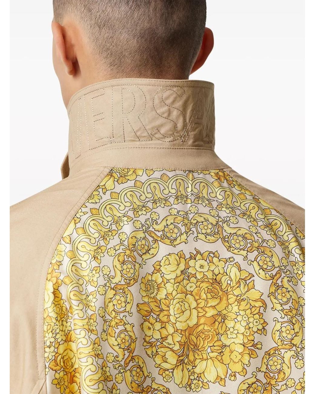 Versace Natural Single-Breasted Cotton Coat for men