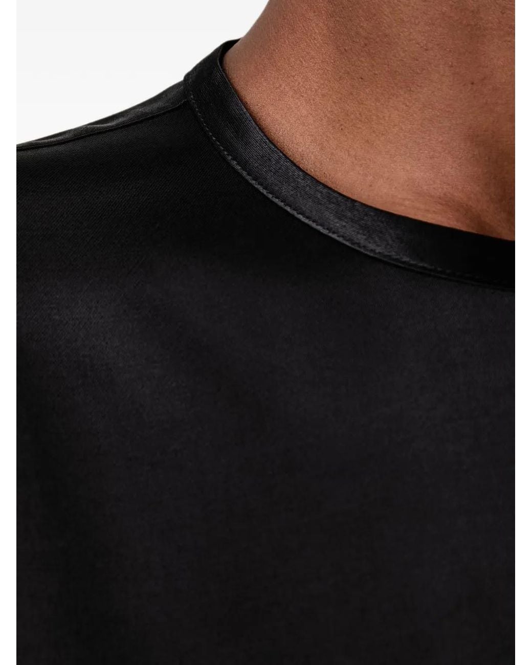 Sisley Black Satin-Finish Short-Sleeve Top