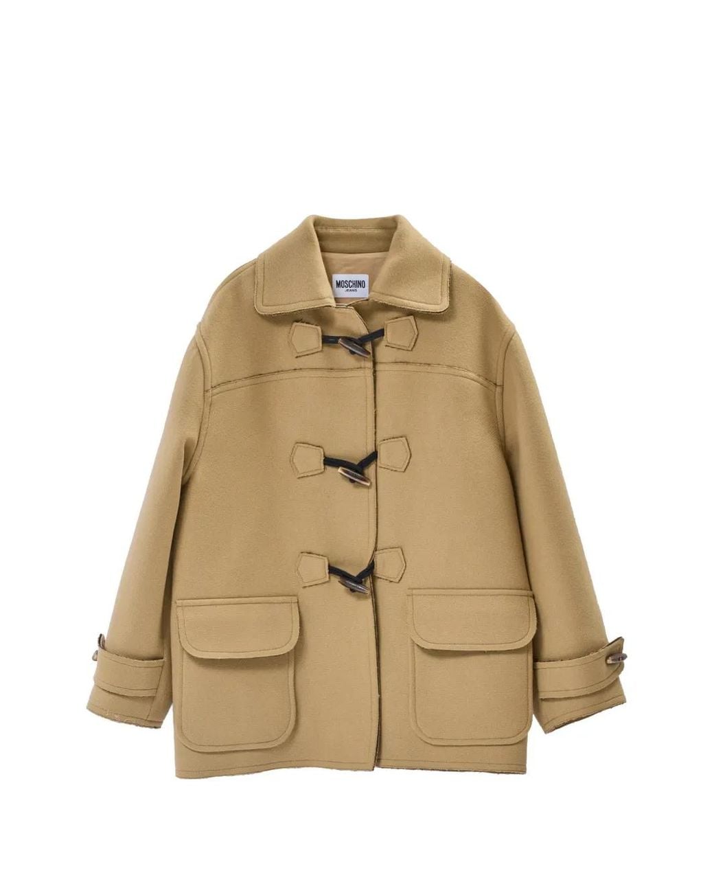Moschino Natural Toggle-Fastening Notch-Lapel Coat