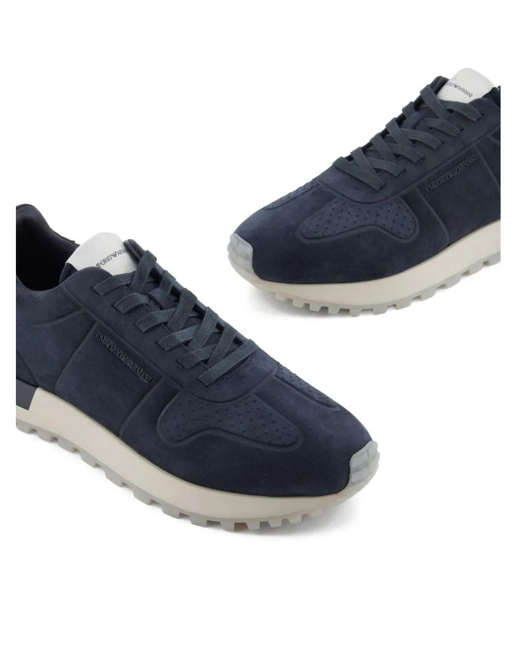 Emporio Armani Blue Logo-Detail Sneakers for men