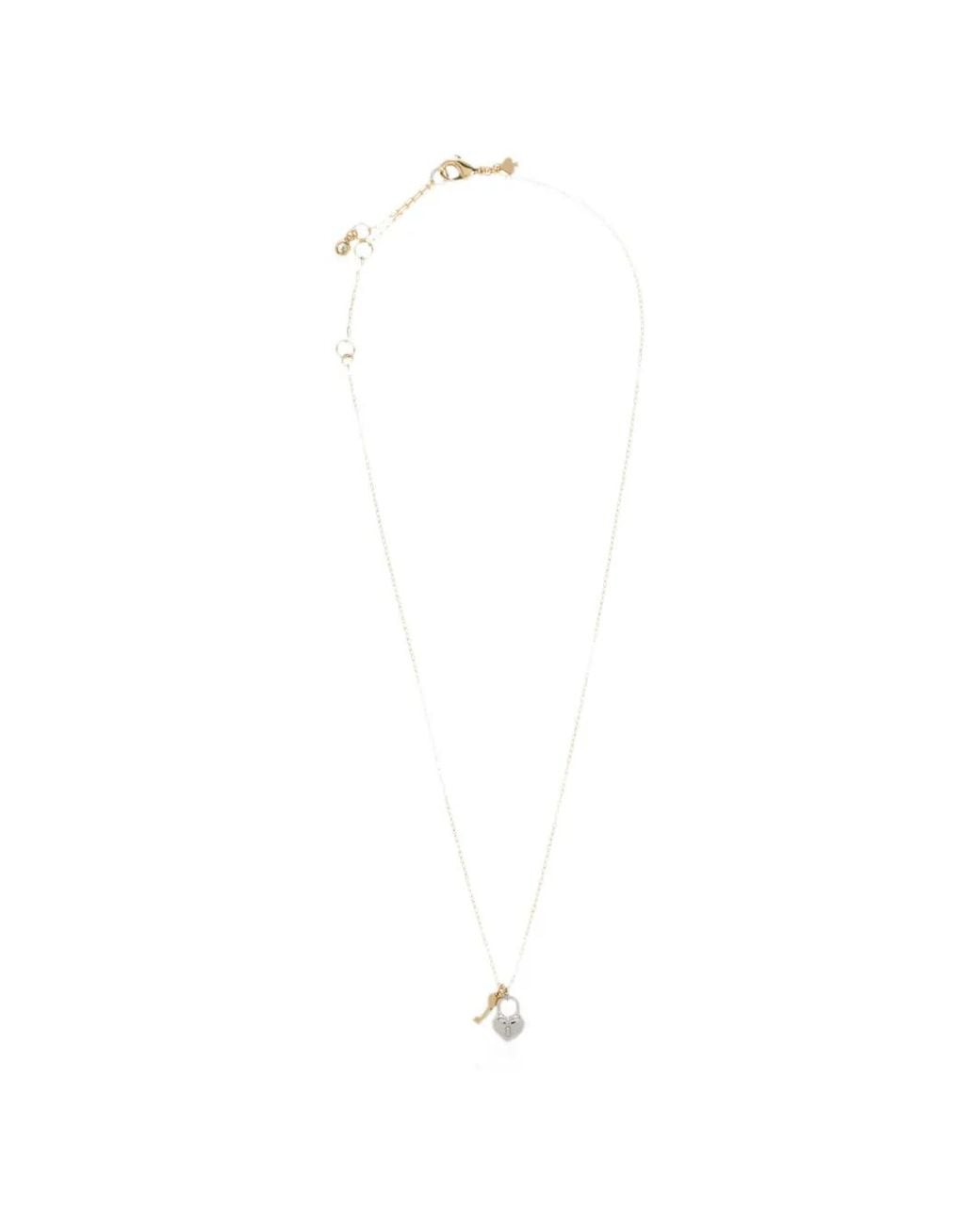 Kate Spade White Heart-Lock Key Necklace