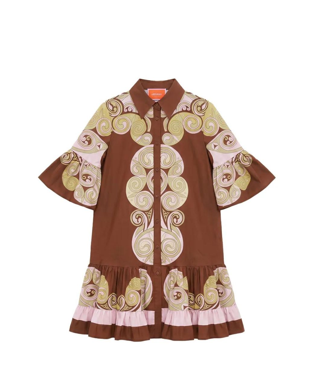LaDoubleJ Brown Choux Ruffled-Trim Dress