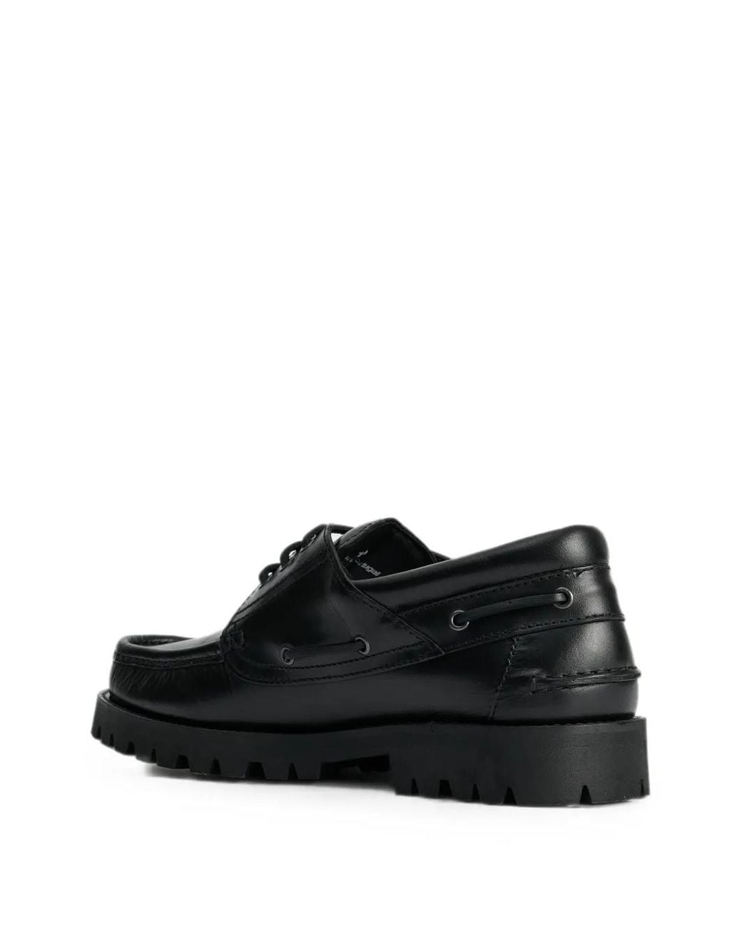 Paraboot Black Briac Leather Boat Shoes for men