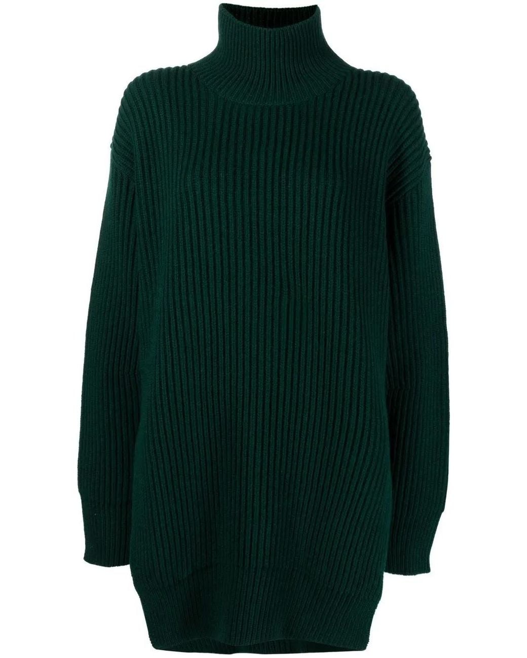 Jil Sander Green Roll-Neck Ribbed-Knit Jumper
