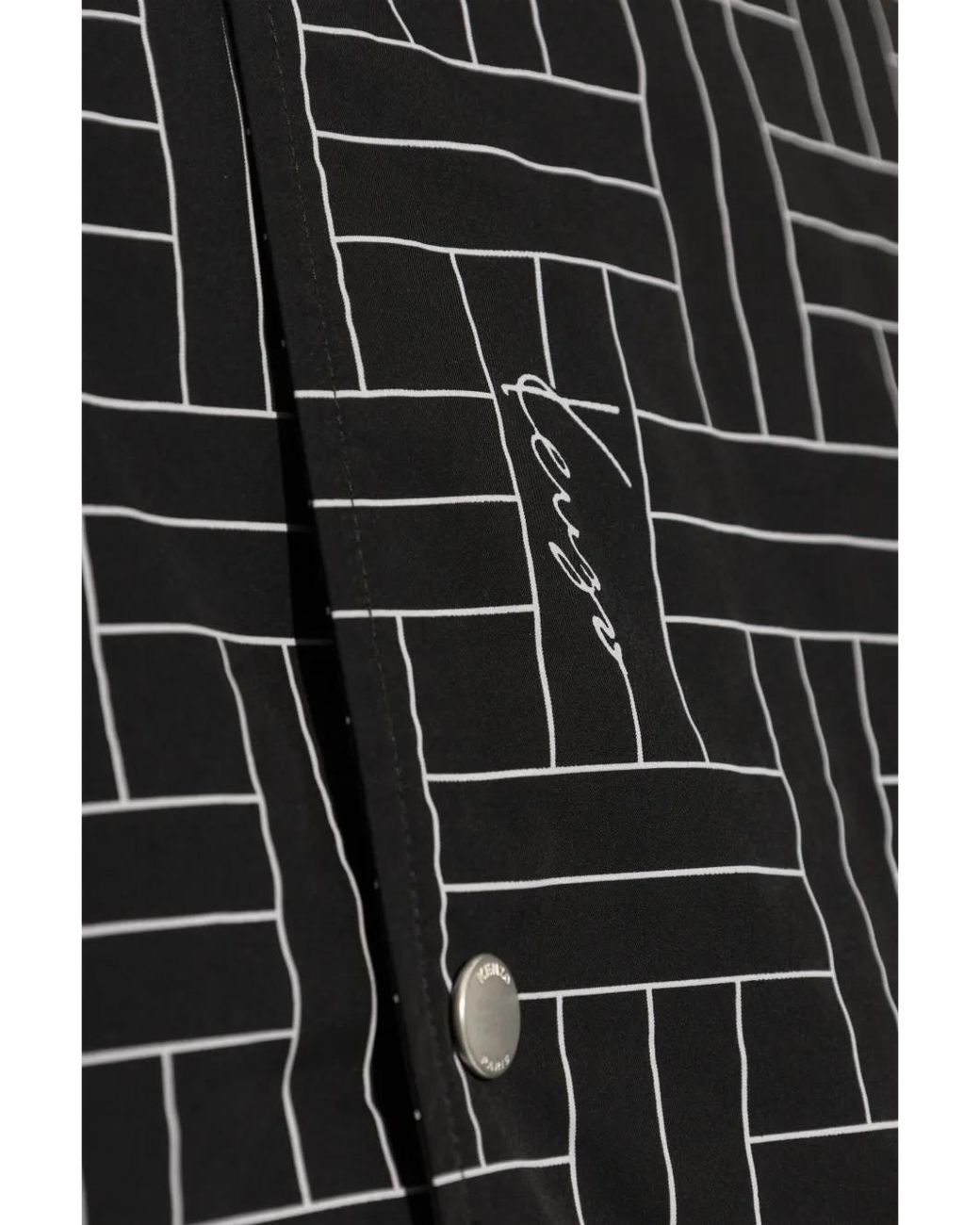 KENZO Black Weave-Print Windbreaker Jacket for men