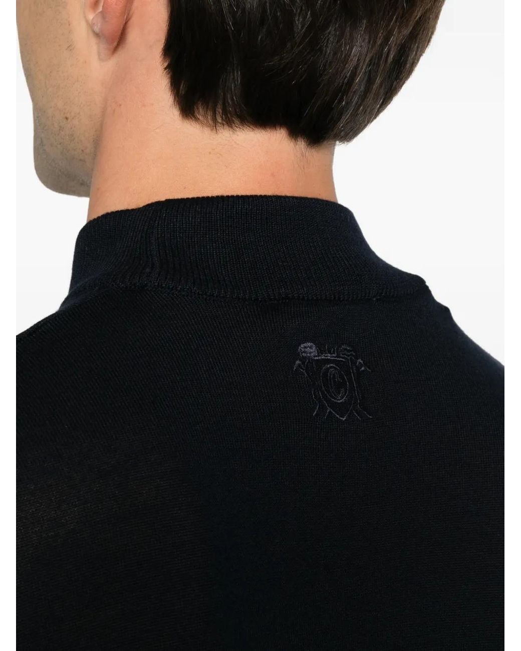Carducci Black High-Neck Wool Sweater for men