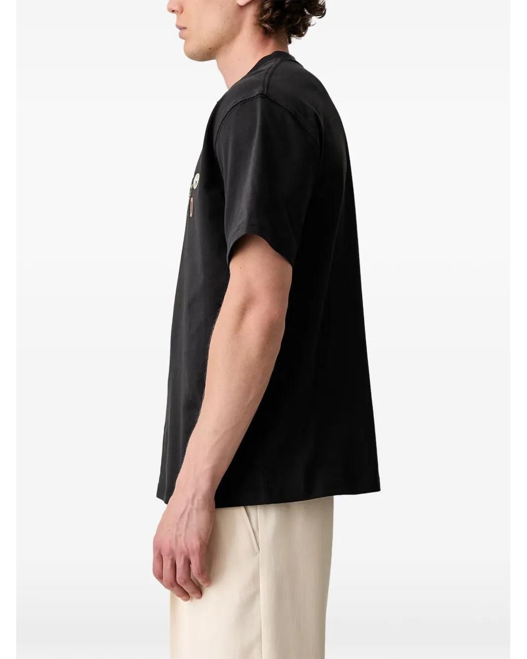 Barbour Black Pin Badge Graphic-Print T-Shirt for men