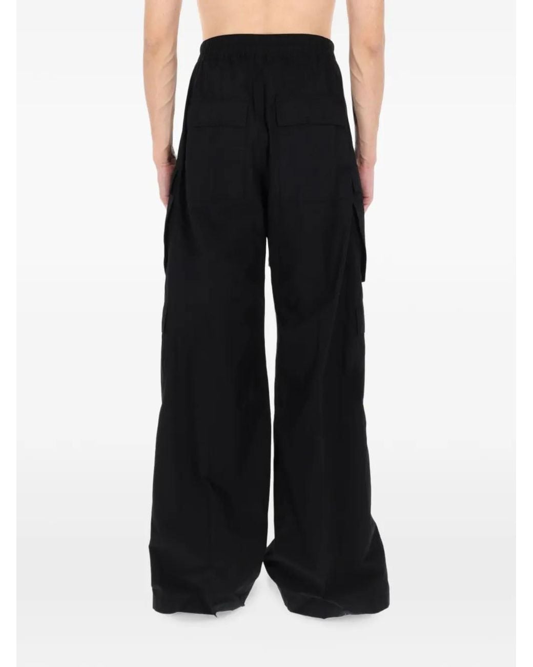 Rick Owens Black Drawstring-Waist Cargo Pants for men