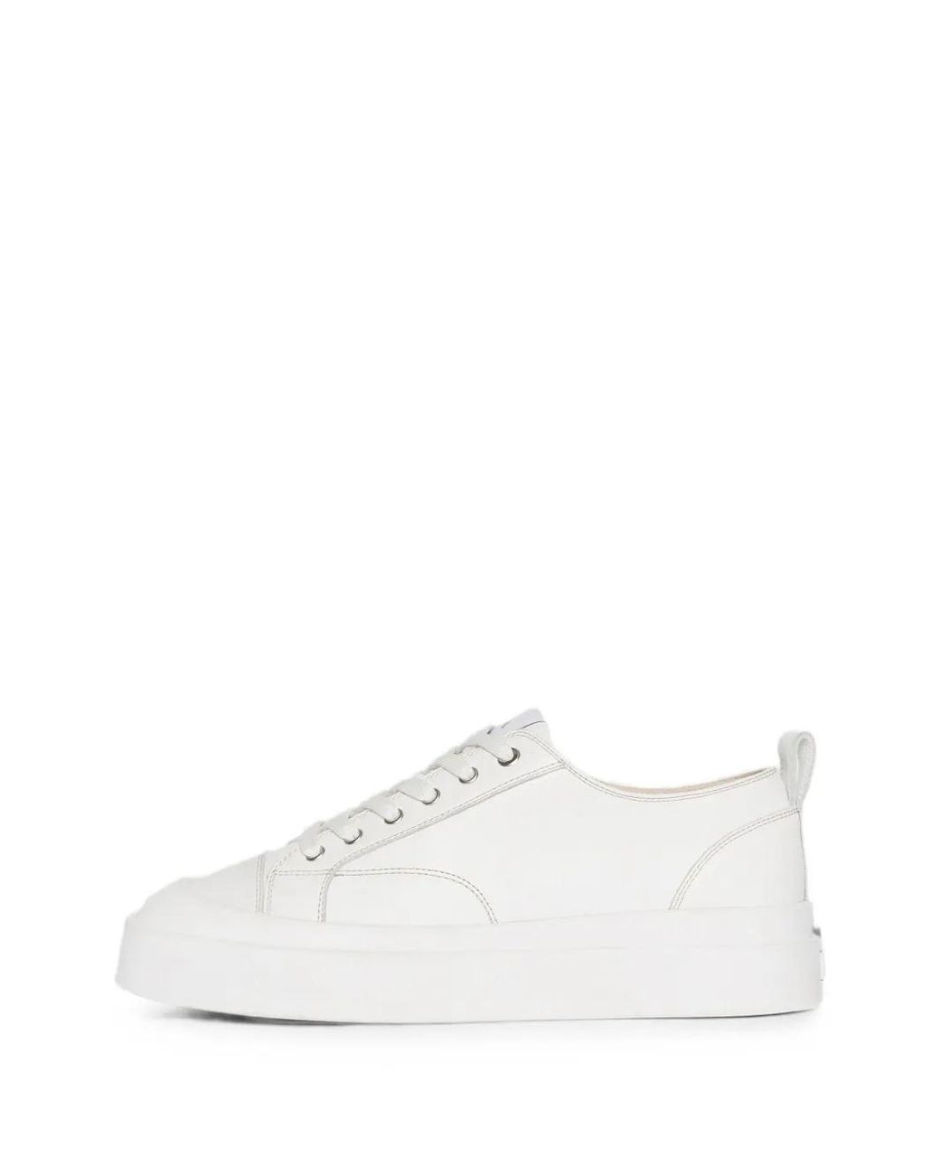Manière De Voir White Vienna Leather Contrast Stitch Sneakers for men