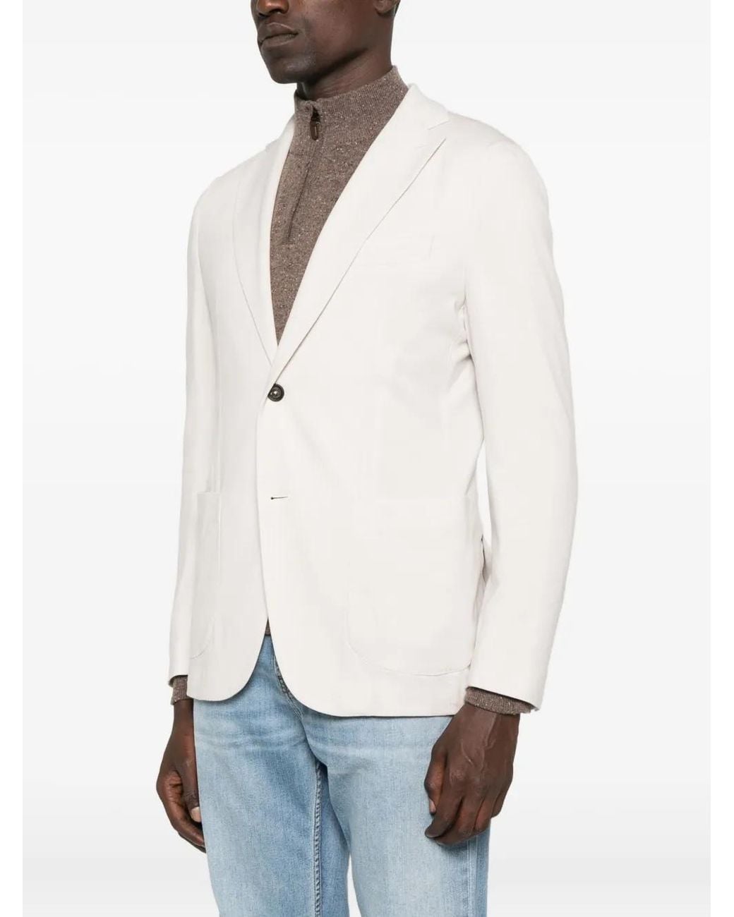 Eleventy White Two-Button Patch-Pocket Blazer for men