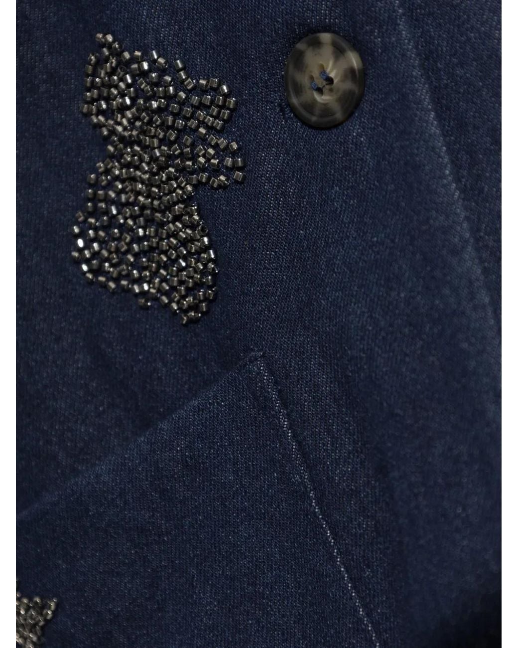 Munthe Blue Veste Vichola À Ornements De Perles
