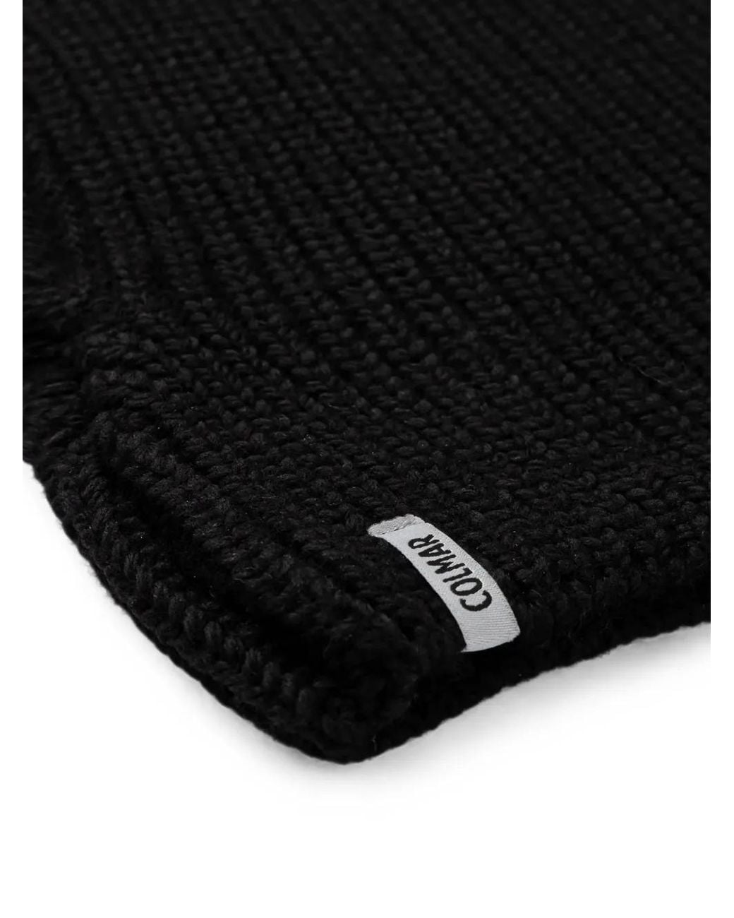 Colmar Black Logo-Detail Ribbed Balaclava