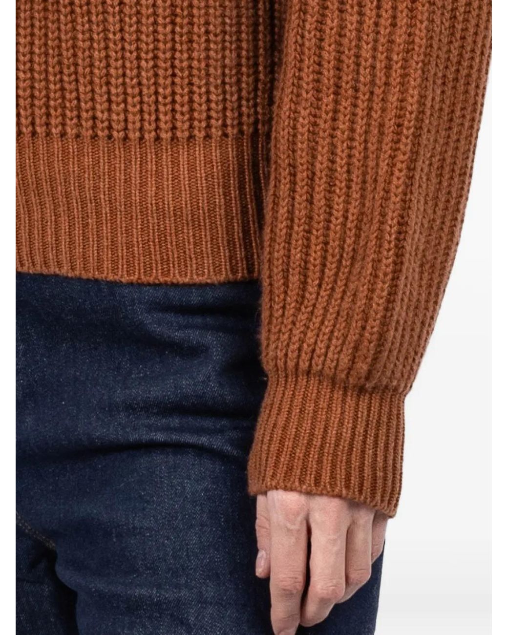 Iris Von Arnim Brown Avelina Ribbed Sweater