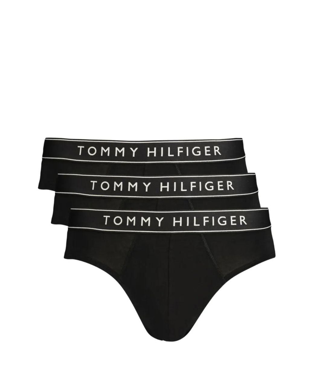 Tommy Hilfiger Black Logo-Waistband Briefs (Set Of Three) for men