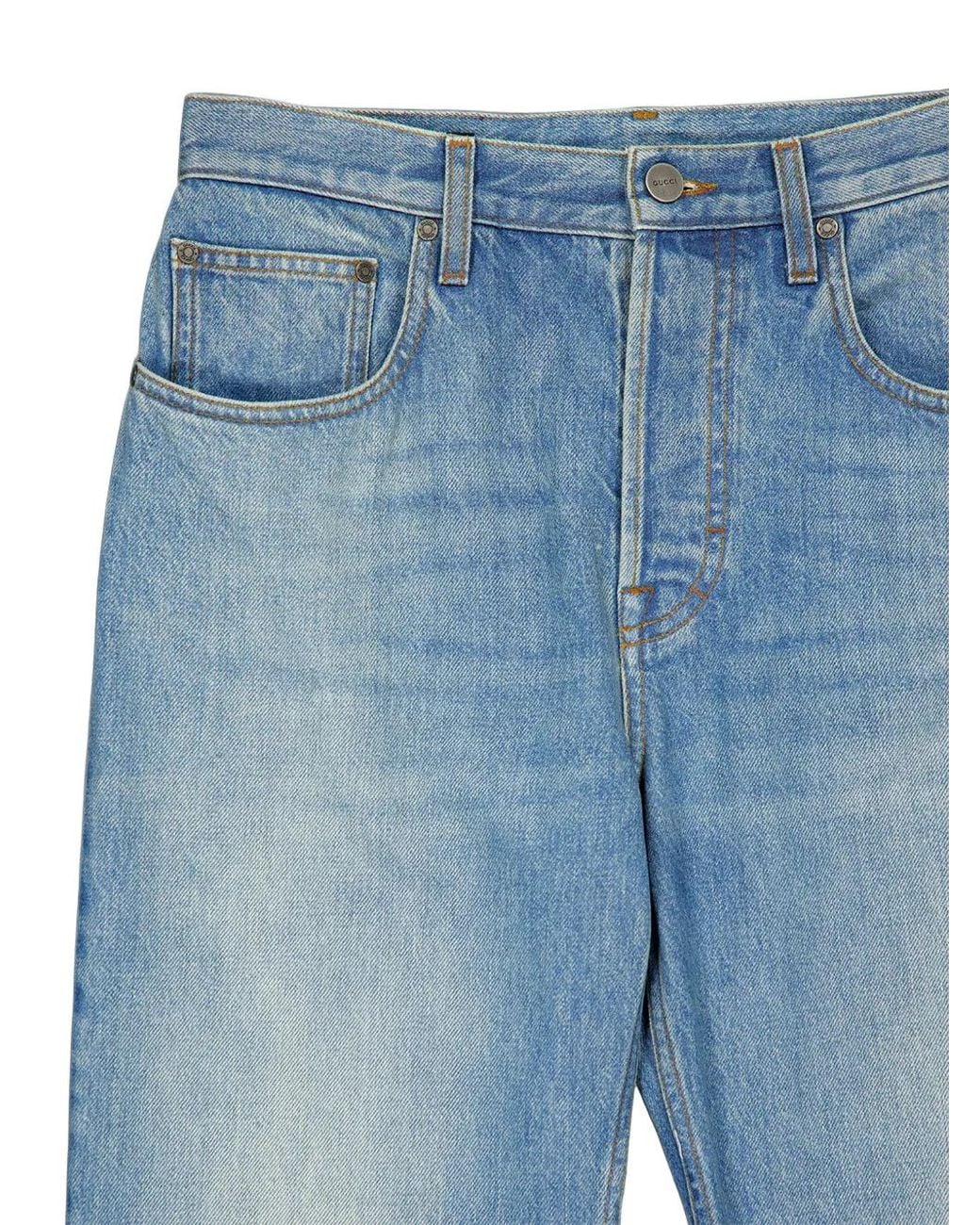 Gucci Blue Faded Straight-Leg Jeans